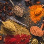 Ayurveda medicine - turmeric, cumin, chilli, star anise, cinnamon spices